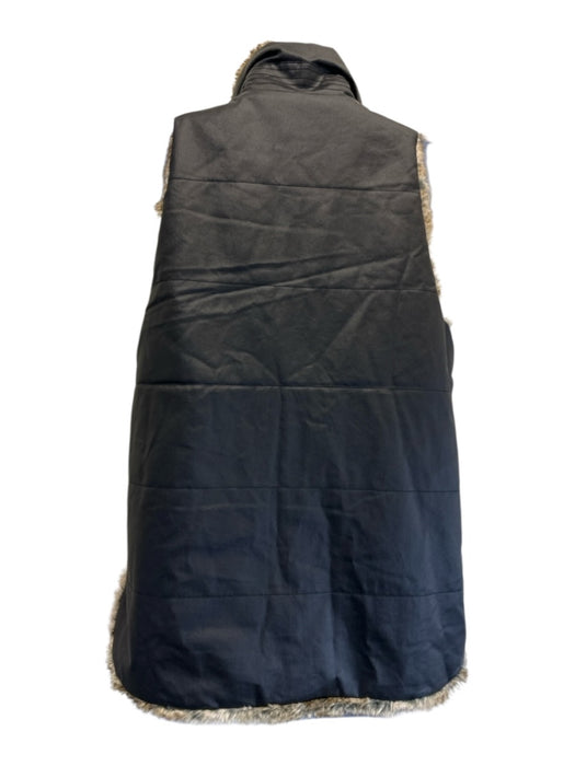 Tuckernuck Size XS Black, Gray, Brown Cotton & Poly Faux Fur Reversible Vest Black, Gray, Brown / XS