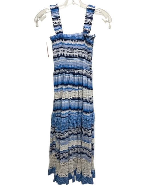 CK Bradley Size M Blue, Navy, White Cotton Sleeveless All Over Print Dress Blue, Navy, White / M