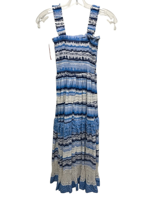 CK Bradley Size M Blue, Navy, White Cotton Sleeveless All Over Print Dress Blue, Navy, White / M