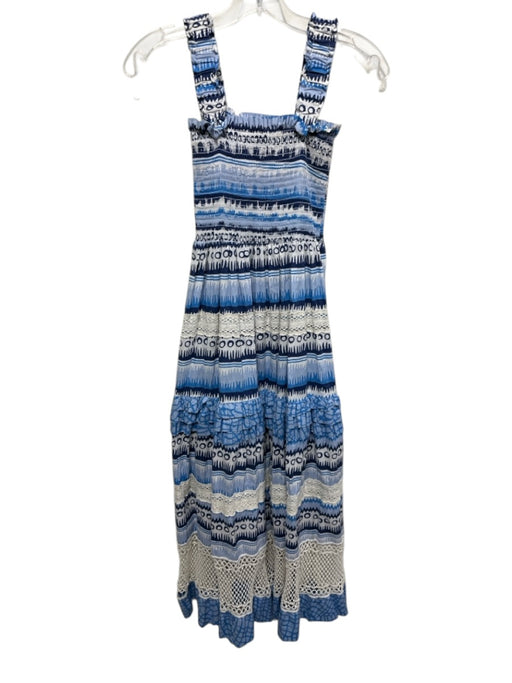 CK Bradley Size M Blue, Navy, White Cotton Sleeveless All Over Print Dress Blue, Navy, White / M