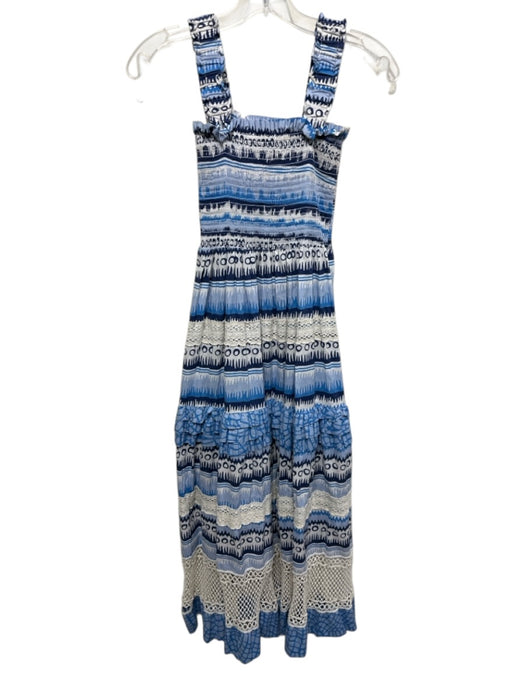 CK Bradley Size M Blue, Navy, White Cotton Sleeveless All Over Print Dress Blue, Navy, White / M