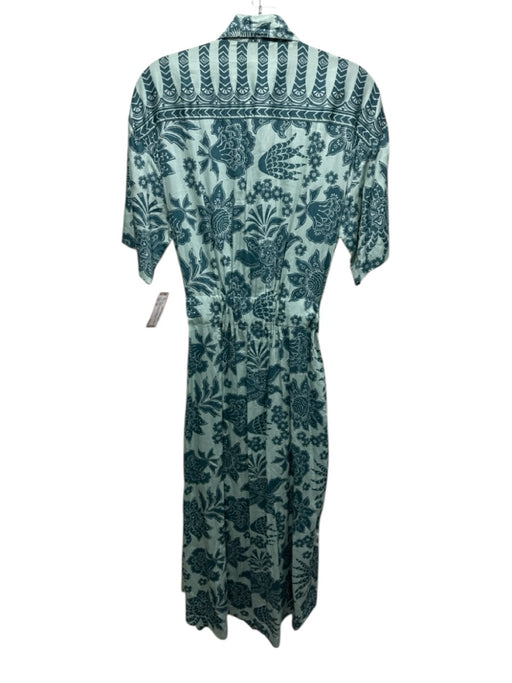 Omika Size XS Green Modal Tie Waist All Over Print Button Up Maxi Dress Green / XS