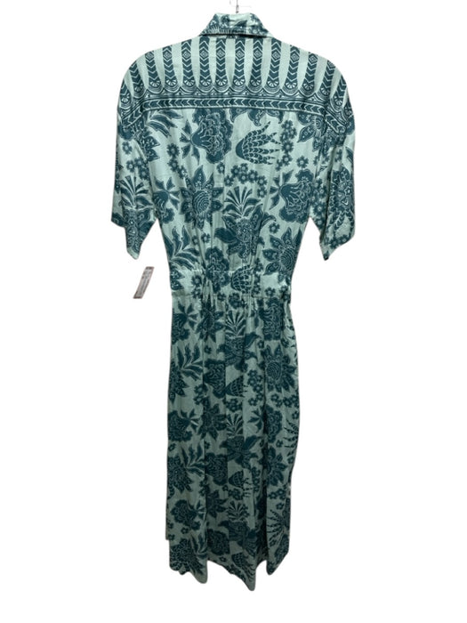 Omika Size XS Green Modal Tie Waist All Over Print Button Up Maxi Dress Green / XS