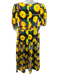 De Loreta Size S Black, Yellow & Multi Cotton Floral Plaid U Neck Dress Black, Yellow & Multi / S