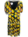 De Loreta Size S Black, Yellow & Multi Cotton Floral Plaid U Neck Dress Black, Yellow & Multi / S