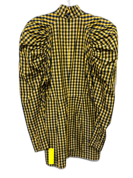 ROTATE BIRGER CHRISTENSEN Size 34 Black & Yellow Polyester Gingham Dress Black & Yellow / 34