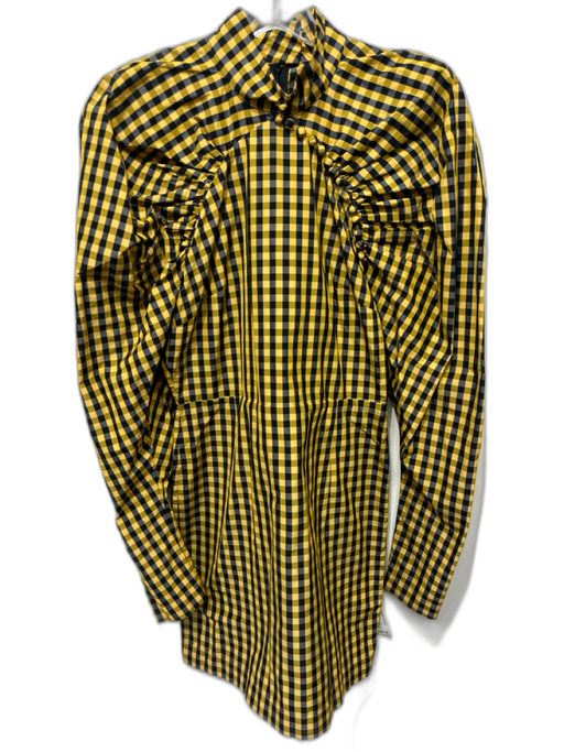 ROTATE BIRGER CHRISTENSEN Size 34 Black & Yellow Polyester Gingham Dress Black & Yellow / 34