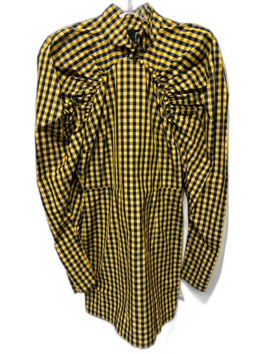 ROTATE BIRGER CHRISTENSEN Size 34 Black & Yellow Polyester Gingham Dress Black & Yellow / 34