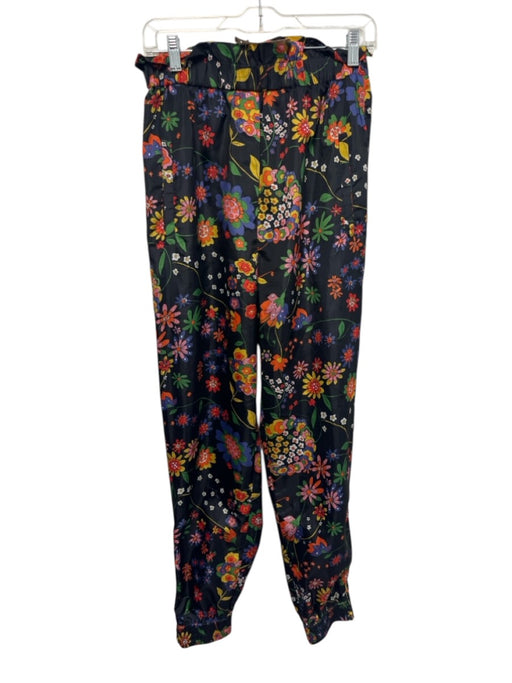 Tibi Size S Black, Red & Multi No Fabric Tag Elastic Waist Floral Pockets Pants Black, Red & Multi / S