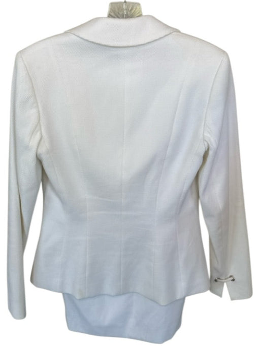 Donna Degnan Size 6 White Cotton Blend Textured Pencil Blazer Skirt Set White / 6