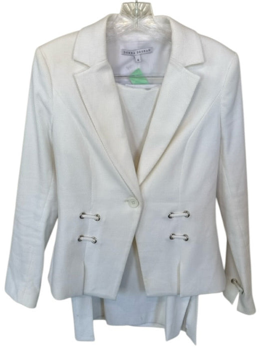 Donna Degnan Size 6 White Cotton Blend Textured Pencil Blazer Skirt Set White / 6