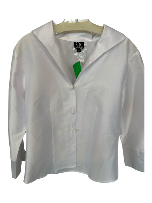 Connie Roberson Size S White Polyester Long Sleeve Buttons Collar Top White / S