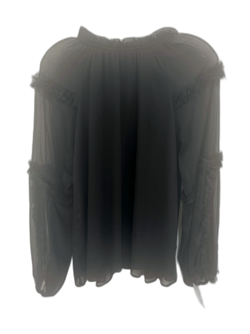 Do + Be Size S Black Polyester Long Sleeve Sheer high neck Top Black / S