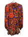 Farm Rio Size S Brown & Multi Viscose & Rayon Long Sleeve Floral high neck Dress Brown & Multi / S