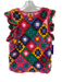 Farm Rio Size M Pink & Multi Cotton Cap Sleeve Knit Granny Square Top Pink & Multi / M