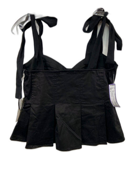 Hyacinth House Size S Black Cotton Pleats Tie Shoulder Crop Top Black / S