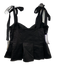 Hyacinth House Size S Black Cotton Pleats Tie Shoulder Crop Top Black / S