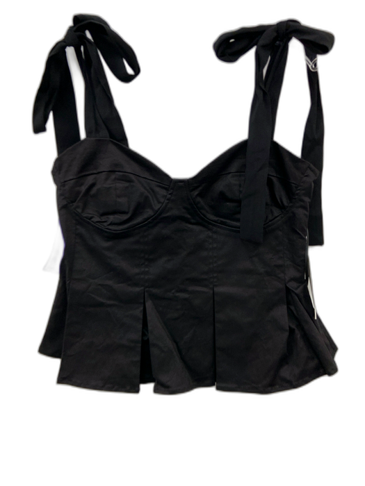 Hyacinth House Size S Black Cotton Pleats Tie Shoulder Crop Top Black / S