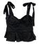 Hyacinth House Size S Black Cotton Pleats Tie Shoulder Crop Top Black / S