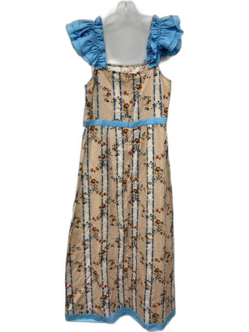 Anna Cate Size S Beige, Blue, & Multi Cotton & Linen Floral Sleeveless Dress Beige, Blue, & Multi / S