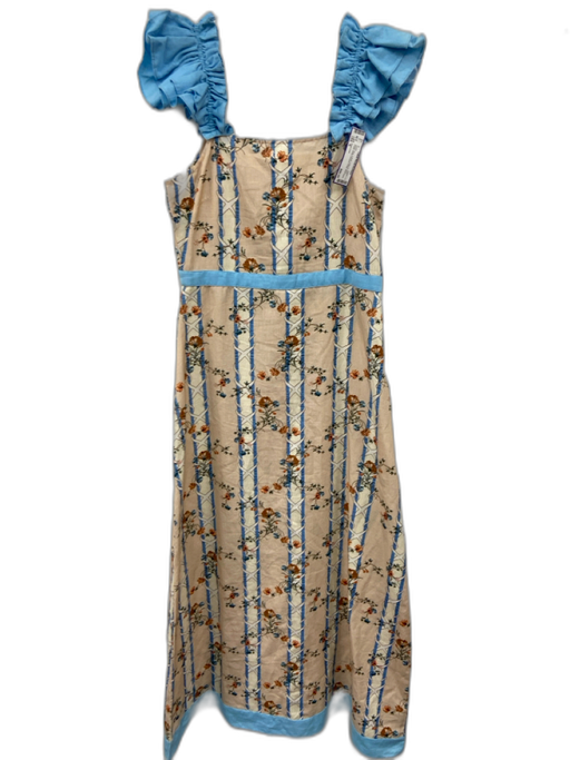 Anna Cate Size S Beige, Blue, & Multi Cotton & Linen Floral Sleeveless Dress Beige, Blue, & Multi / S