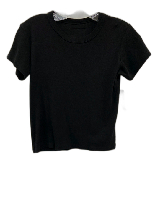 Daily Drills Size S Black Cotton Ribbed Short Sleeve Top Black / S