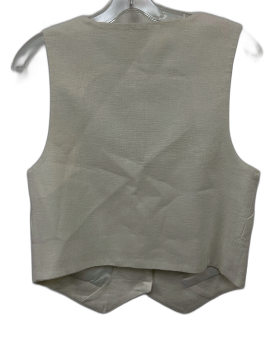 Almina Size S White Linen 3 Button Textured Vest White / S