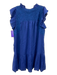 J. Marie Size M Blue Tencel & Cotton Embroidered Design Ruffle Cap Sleeve Dress Blue / M