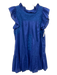 J. Marie Size M Blue Tencel & Cotton Embroidered Design Ruffle Cap Sleeve Dress Blue / M