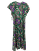Olivaceous Size L Green, Purple, White Cotton Short Sleeve Floral Midi Dress Green, Purple, White / L