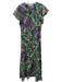 Olivaceous Size L Green, Purple, White Cotton Short Sleeve Floral Midi Dress Green, Purple, White / L