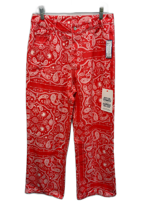 Never Fully Dressed Size 8 Red & White Cotton All Over Print High Rise Pants Red & White / 8