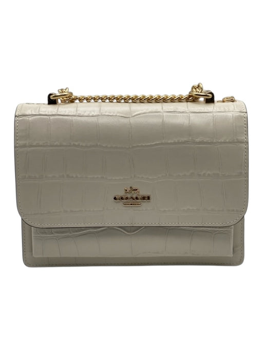 Coach White Croc embossed Leather Magnetic Flap Crossbody Folio Bag White / S/M