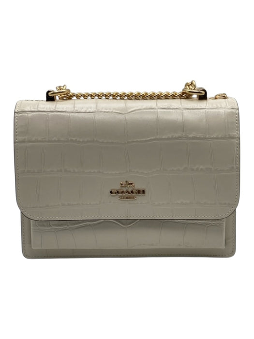 Coach White Croc embossed Leather Magnetic Flap Crossbody Folio Bag White / S/M