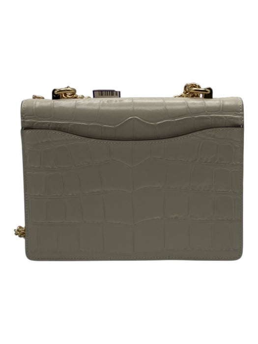 Coach White Croc embossed Leather Magnetic Flap Crossbody Folio Bag White / S/M