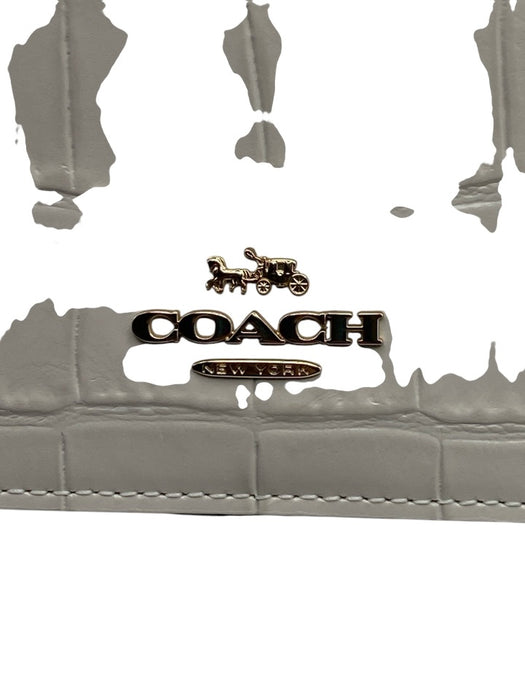 Coach White Croc embossed Leather Magnetic Flap Crossbody Folio Bag White / S/M