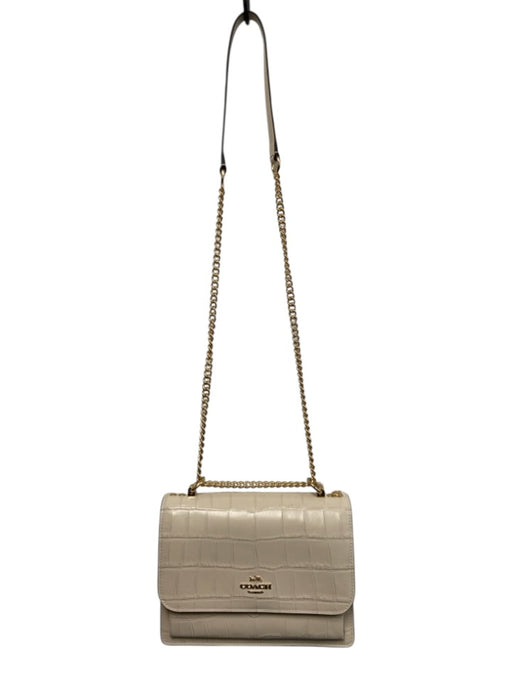 Coach White Croc embossed Leather Magnetic Flap Crossbody Folio Bag White / S/M