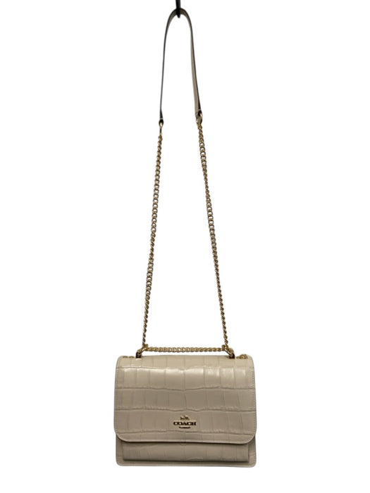 Coach White Croc embossed Leather Magnetic Flap Crossbody Folio Bag White / S/M