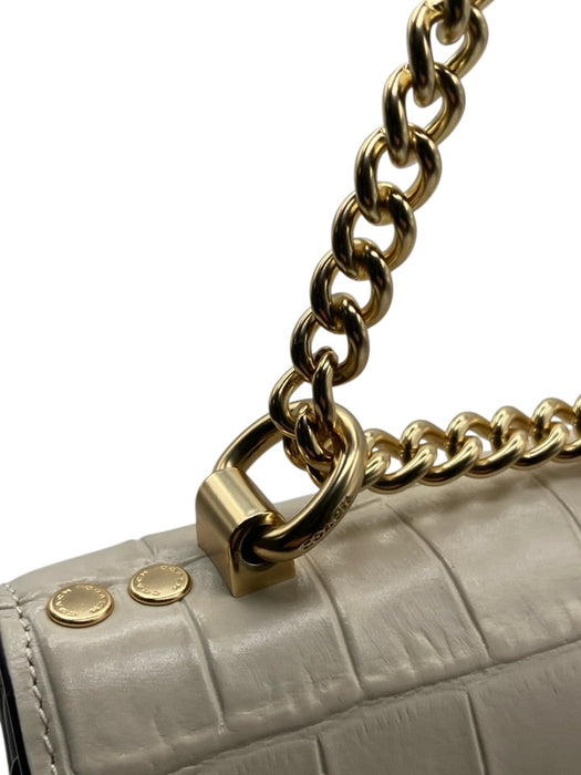 Coach White Croc embossed Leather Magnetic Flap Crossbody Folio Bag White / S/M