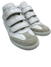 Isabel Marant White & Gray Leather Suede Detail Velcro Straps Low Top Sneakers White & Gray