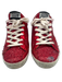 Golden Goose Shoe Size 37 Red Leather Glitter lace up Low Top Sneakers Red / 37