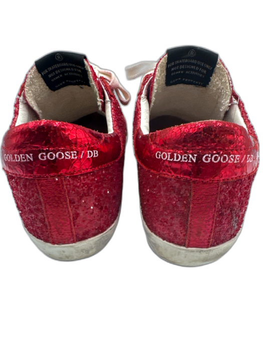 Golden Goose Shoe Size 37 Red Leather Glitter lace up Low Top Sneakers Red / 37