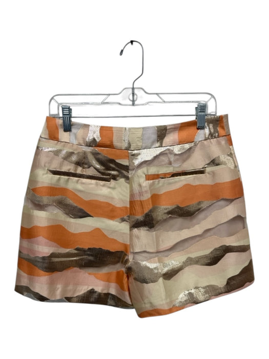 Marie Oliver Size 6 Orange, Cream & Gold Polyester Blend Metallic Accent Shorts Orange, Cream & Gold / 6