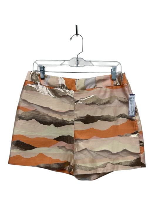 Marie Oliver Size 6 Orange, Cream & Gold Polyester Blend Metallic Accent Shorts Orange, Cream & Gold / 6