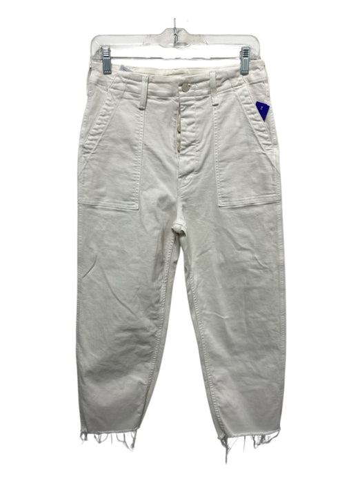 Mother Size 27 White Cotton Denim Button Fly Carpenter Pocket High Rise Jeans White / 27