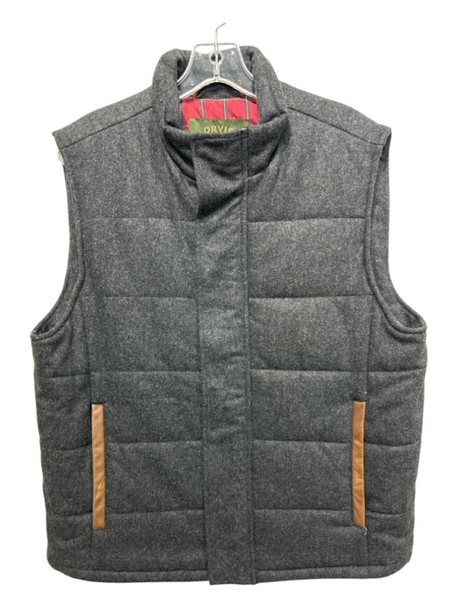 Orvis Size M Charcoal Wool Blend Zip & Button slit pockets Vest Charcoal / M