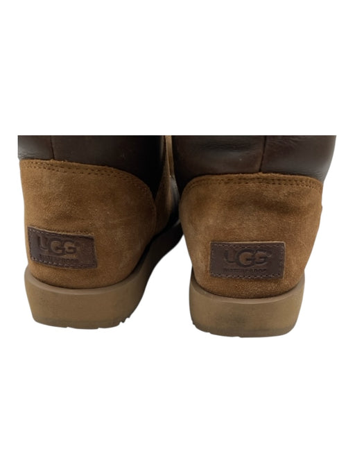 Ugg Shoe Size 7 Brown Leather & Shearling Pom Pom Shearling Lined Platform Boots Brown / 7