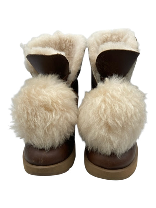 Ugg Shoe Size 7 Brown Leather & Shearling Pom Pom Shearling Lined Platform Boots Brown / 7