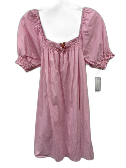 Show Me Your Mumu Size XS Pink Cotton Short Puff Sleeve Knee Length Dress Pink / XS