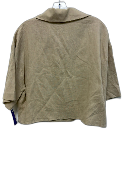 Lune Active Size S Beige Cotton & Linen Short Sleeve Elastic Waist Short Set Beige / S